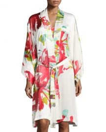 Josie Natori Tropics Floral-Print Robe  Multi Pattern at Neiman Marcus